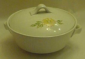 Older heavy china  vegetable bowl  w lid  yellow daisy