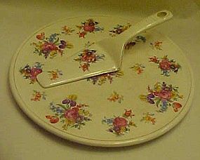 Vintage  Floral chintz cake plate and  dessert server