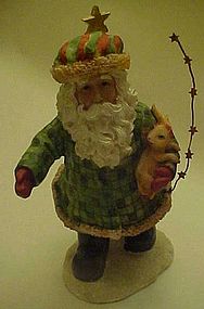 Lindy Bowman Santa and rabbit resin figurine
