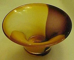 Art glass bowl orange sherbert and rootbeer brown