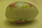Large porcelain egg  box with rose florals, RS wreath