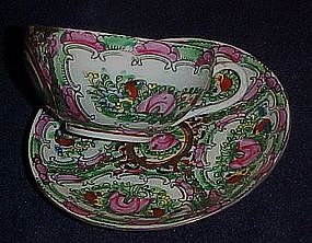 Antique Chinese rose famille cup and saucer