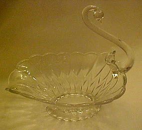 New Martinsville Janice swan candy dish 11" crystal