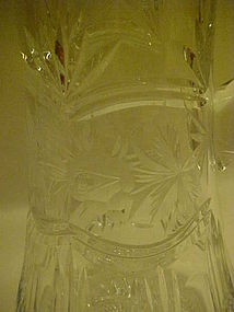 Beautiful  tall rose cut  crystal pitcher ewer