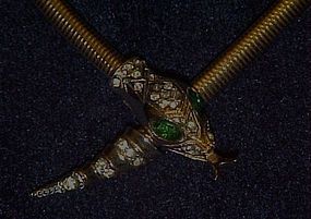 Vintage Coro snake necklace rhinestone eyes