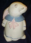 Vintage white rabbit in a dress cookie jar