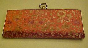 Vintage ladies eyeglasses case silk brocade