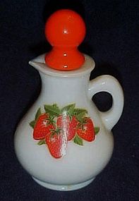 Avon milk glass strawberries and  cream cruet 1970