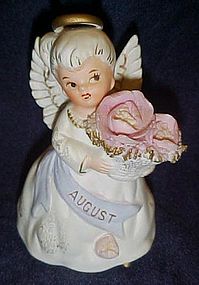 Lefton bisque August Birthday Angel figurine