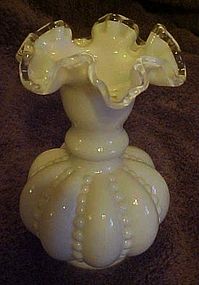 Fenton silvercrest beaded melon ruffle vase