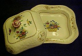 Antique Spode 2/7199 covered square vegetable dish