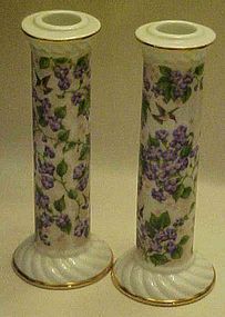 Crystal Cathedral candleholders violets hummingbird's
