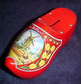 Souvenir wooden shoe  bank from Holland, laquerware