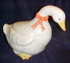 Vintage Otagiri white duck cookie jar with ribbon
