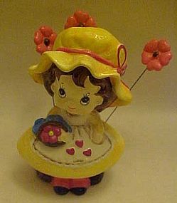 60's Josef Originals paper mache girl bobble flowers