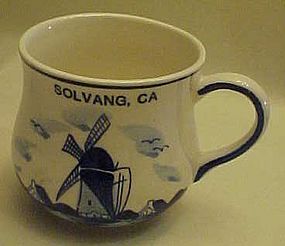 Souvenir blue delft mug from Solvang, CA.