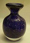 Cobalt and gold mica hand blown art glass vase