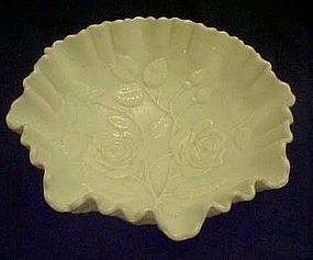 Imperial Roses, crimped  ruffle milk glass bowl