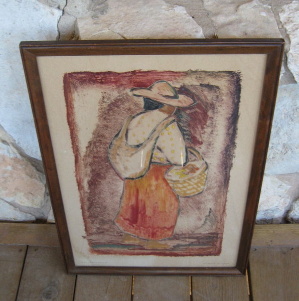 Carl Pappe Taxco Mexico Pair of Large Monotype Prints
