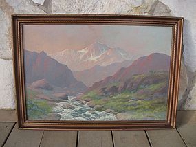 Fine Signed 1930's Mountain Landscape Painting