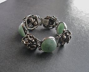 Vintage Modernist Sterling and Stone Hand Made Bracelet