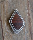 Vtg Modern Rare Ted Lowy Pin Pendant Rosewood Sterling