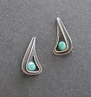 Vintage Modernist Henry Steig Sterling Stone Earrings