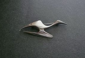Sterling Modernist Ronald Pearson Abstract Bird Pin