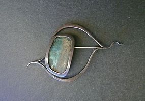 Vintage Organic Sterling Glass Brooch Pendant Zilka