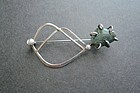 Vintage Mid Century Modernist Brooch Paul Miller Sterling Stone