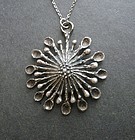 Vintage Danish BNH Guld Sterling Silver Modernist Pendant w Black Onyx Necklace Scandinavian Jewelry