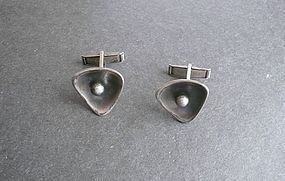 Vintage MCM Modernist Maxwell Chayat Sterling Silver Cuff Links