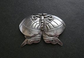 William Spratling Silver Moth Brooch Pre Eagle 2 5/8" Mexico
