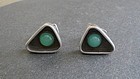 Vintage Modernist ED WIENER Sterling Green Stone Jade Cufflinks