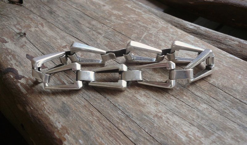 Vintage Sterling Silver Modernist Gra Wun Ray Graves Link Bracelet