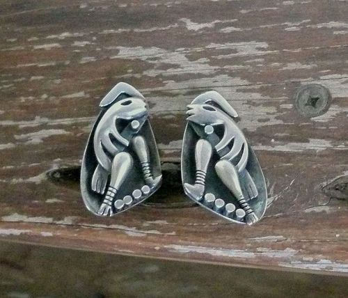 Vintage Salvador Teran Modernist Sterling Earrings Taxco Mexico Rare