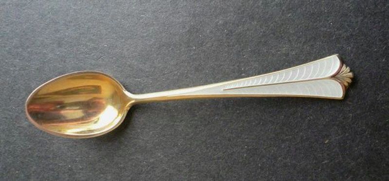 David Andersen Sterling Gilt Enamel Demitasse Spoons Set of Eight