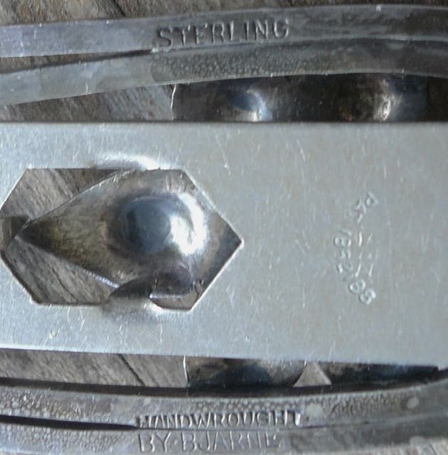 Bjarne Meyer Handwrought Sterling Silver Brooch Clip Green Stone