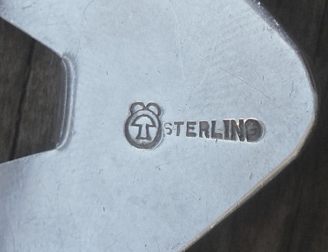 Sam Kramer Modernist Sterling Silver 'V' Brooch with Copper Signed
