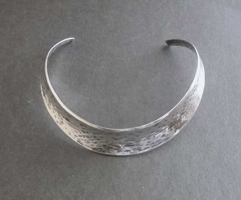 Alton Sweden Modernist Neck Ring and Bracelet Sterling Hammered