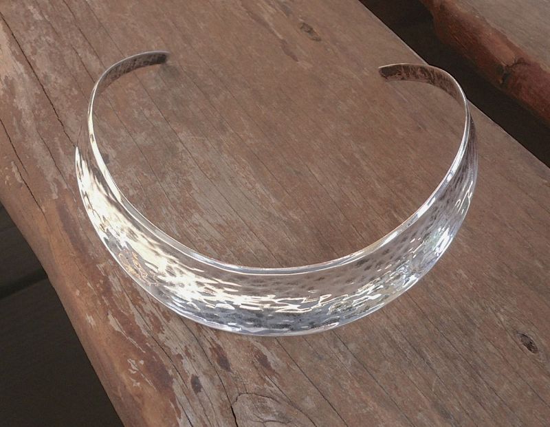 Alton Sweden Modernist Neck Ring and Bracelet Sterling Hammered