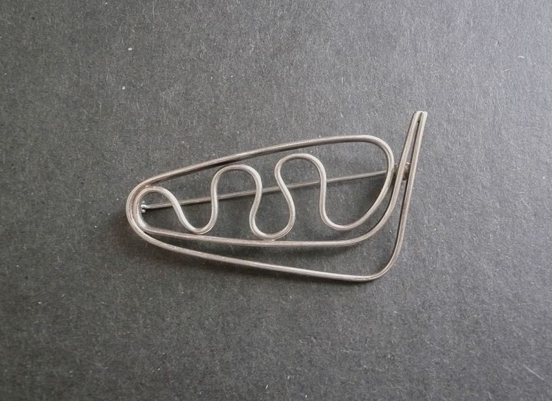 Vintage Modernist Ed Levin Sterling Silver Squiggle Abstract Brooch