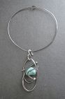 Sterling Hand Made Pendant Turquoise Stone Neck Ring Modernist