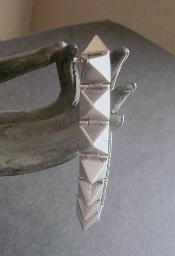 Sterling Silver Modernist Pyramid Bracelet Geometric Vintage 8"