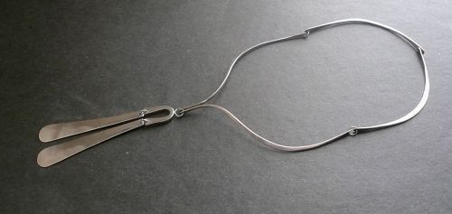 Vtg Sterling Lightly Hammered Necklace Pendant Modernist HandWrought