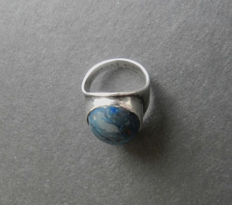 Art Silver Shop Hammered Sterling Ring Chicago Blue Stone Pinky Sz 3.5