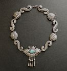 Matilde Poulat Matl Early Moth Necklace Silver Repousse Turquoise