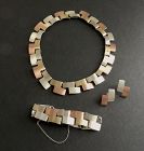 Vtg Taxco Metales Casados Necklace Bracelet Earrings Silver Copper