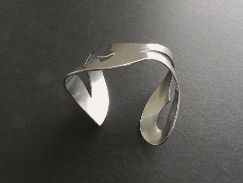Charles H Cole Modernist HandMade Sterling Bracelet Cuff Face Hallmark