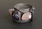 H. Fred Skaggs Modernist Sterling Purple French Cuff Bracelet Vintage